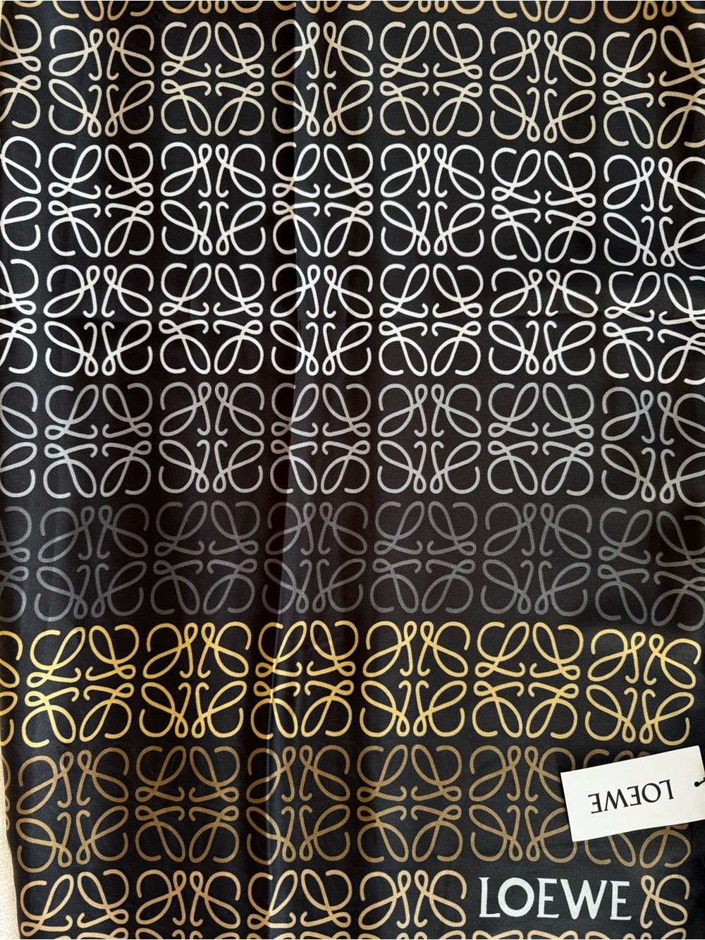⚜️Loewe⚜️ Black Scarf with Multicolored Anagram Pattern - Picture 5 of 7